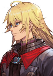 Rule 34 | 1boy, blonde hair, blue eyes, closed mouth, hungry clicker, long hair, looking ahead, male focus, shulk (xenoblade), simple background, solo, upper body, white background, xenoblade chronicles (series), xenoblade chronicles 3, xenoblade chronicles 3: future redeemed