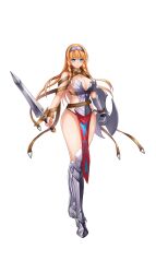 Rule 34 | 1girl, arm armor, armor, blonde hair, blue eyes, braid, breasts, cleavage, closed mouth, full body, gauntlets, greaves, hair between eyes, hairband, highres, holding, holding sword, holding weapon, large breasts, leg armor, leina (queen&#039;s blade), leina (queen&#039;s blade unlimited), long hair, looking at viewer, official art, queen&#039;s blade, queen&#039;s blade limit break, queen&#039;s blade unlimited, solo, standing, sword, thighs, transparent background, weapon