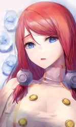Rule 34 | 1girl, artist request, blazblue, blue eyes, breasts, commentary request, eyelashes, flower, hair tubes, highres, kaeru (meriruou), long hair, lying, medium breasts, no headwear, on back, open mouth, profile, red hair, sash, solo, swept bangs, tsubaki yayoi