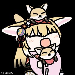 Rule 34 | 1girl, animal, animal ears, animal on head, animated, animated gif, arknights, artist name, blonde hair, carrying, chibi, closed eyes, ear wiggle, fox, fox ears, fox girl, japanese clothes, kimono, long hair, long sleeves, looping animation, lowres, making-of available, official alternate costume, on head, open mouth, pink kimono, seseren, simple background, smile, suzuran (arknights), suzuran (yukibare) (arknights), tail, tail wagging, transparent background, upper body, wide sleeves