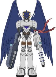 Rule 34 | 1boy, absurdres, beelzebumon (digimon xros wars), beelzebumon + revolmon, digimon, digimon (creature), gun, highres, male focus, solo, transparent background, weapon, wings