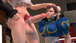 Rule 34 | 20s, 2girls, 3d, abs, animated, annoyed, arms behind back, assertive female, black gloves, blue dress, bottomless, bouncing breasts, bouncing testicles, breasts, brown eyes, brown hair, capcom, china dress, chinese clothes, chun-li, cock ring, coot27, crop top, cum, defeat, double bun, dress, earrings, erection, facial, female pubic hair, final fight, fingerless gloves, futa with female, futanari, gloves, gold trim, hair bun, hand on own hip, head out of frame, highres, huge testicles, imminent fellatio, interior, jewelry, jiggle, kneeling, large breasts, large penis, large testicles, looking at penis, looping animation, matching hair/eyes, multiple girls, muscular, muscular female, nail polish, penis, poison (final fight), poking, poking with penis, precum, pubic hair, puffy sleeves, pumping, red hair, sex toy, shirt, short hair, single glove, source filmmaker (medium), spiked cock ring, standing, street fighter, street fighter v, teasing, testicles, thick thighs, thighs, toned, toned female, underboob, video, white shirt