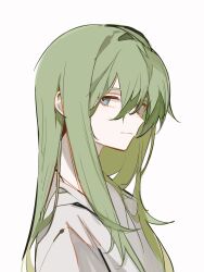 Rule 34 | 1other, blue eyes, enkidu (fate), fate/grand order, fate (series), green hair, hair between eyes, highres, long hair, looking at viewer, other focus, robe, simple background, solo, two pokemon, upper body, white background, white robe