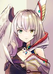 Rule 34 | 2girls, animal ear fluff, animal ears, bad id, bad twitter id, cat ears, chest jewel, collarbone, curly hair, feathered wings, feathers, gem, green eyes, head wings, highres, karuushi, long hair, looking at viewer, melia antiqua, multiple girls, nia (blade) (xenoblade), nia (xenoblade), ribbon trim, silver hair, split theme, upper body, white feathers, white wings, wings, xenoblade chronicles (series), xenoblade chronicles 2, xenoblade chronicles 3, yellow eyes