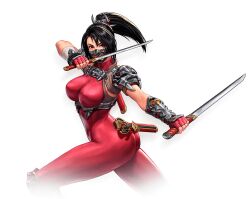 Rule 34 | 1girl, ass, black hair, bodysuit, bouncing breasts, breasts, bulge, covered erect nipples, erection, large breasts, mask, namco, official art, ponytail, skin tight, snk, solo, soul calibur, soulcalibur, soulcalibur vi, taki (soulcalibur), the king of fighters all-stars
