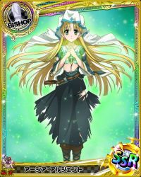 Rule 34 | 10s, 1girl, artist request, asia argento, aura, bishop (chess), blonde hair, card (medium), character name, chess piece, green eyes, high school dxd, nun, official art, solo, sparkle, torn clothes, trading card, underwear