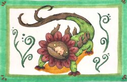 Rule 34 | digimon, digimon (creature), dragon, highres, leaf, petaldramon, petals, solo, tail