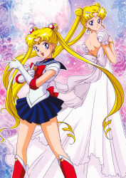 Rule 34 | back, bishoujo senshi sailor moon, blonde hair, earrings, happy, highres, jewelry, official art, sailor moon