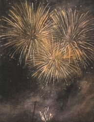Rule 34 | aerial fireworks, fireworks, highres, night, night sky, no humans, original, painting (medium), power lines, scenery, sky, tlctm7h8wdwnthx, traditional media, utility pole, watercolor (medium)