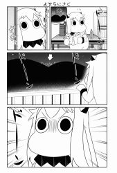 Rule 34 | (o) (o), 10s, absurdres, abyssal ship, arrow (symbol), bookshelf, bottle, comic, computer, fireworks, greyscale, highres, horns, kantai collection, long hair, magazine (object), mittens, monochrome, moomin, mountain, muppo, no humans, non-web source, northern ocean princess, sazanami konami, solo, table, thought bubble, translation request