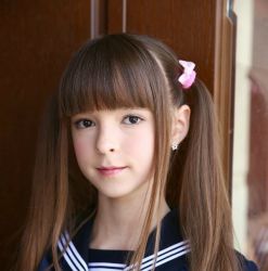 Rule 34 | 1girl, brown hair, cosplay, japan, long hair, looking at viewer, model, school uniform, serafuku, solo, twintails