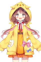 Rule 34 | + +, 1girl, animal hood, bird hood, blue eyes, blush, bow, brown hair, cowboy shot, dress, egg hair ornament, food-themed hair ornament, frilled dress, frilled legwear, frills, hair ornament, hiyori chihiyo, hood, hood up, hooded jacket, indie virtual youtuber, jacket, long hair, long sleeves, looking at viewer, low twintails, multicolored hair, official art, open clothes, open jacket, open mouth, orange dress, pan (mimi), pink hair, puffy long sleeves, puffy sleeves, red bow, shoes, simple background, sleeves past wrists, solo, straight-on, twintails, two-tone hair, v-shaped eyebrows, virtual youtuber, wavy mouth, white background, white legwear, yellow footwear, yellow jacket