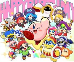 Rule 34 | armor, beanie, beret, birthday, black hair, blonde hair, blue hair, blush stickers, cape, closed eyes, elline (kirby), fairy, flamberge (kirby), francisca (kirby), grill (kirby), hat, hood, horns, hyness, jacket, jester cap, king dedede, kirby, kirby&#039;s return to dream land, kirby: planet robobot, kirby: star allies, kirby: triple deluxe, kirby (series), kirby and the rainbow curse, kirby super star, magolor, marx (kirby), mask, meta knight, military, military hat, military uniform, nintendo, one eye closed, open mouth, paintbrush, pink hair, rasu (pixiv9799832), red hair, ribbon (kirby), robe, skirt, smile, sparkle, susie (kirby), taranza, uniform, waddle dee, witch hat, zan partizanne