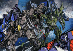 Rule 34 | 6+boys, commentary, cover, cover page, cybertron, decepticon, divebomb (transformers), dreadwing, english commentary, floating, marble-v, mecha, multiple boys, no humans, one-eyed, red eyes, robot, science fiction, skywarp, space, starscream, stockade, thundercracker, transformers, transformers (live action), visor, wire, yellow eyes