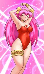 1girl absurdres abuse ai_tenshi_densetsu_wedding_peach armpits beaten breast_milk breasts hanasaki_momoko highleg highres injury lactation large_breasts leotard long_hair magical_girl pain ryona strangling thighhighs torn_clothes