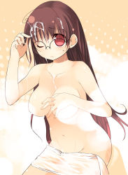 Rule 34 | arima senne, cum, glasses, kashiwamochi yomogi, nude, original, solo, towel