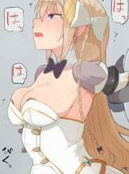 Rule 34 | 1girl, areola slip, bar censor, bare back, bare shoulders, blonde hair, blush, bow, braid, breasts, censored, clothed sex, crying, crying with eyes open, cum inflation, earrings, elbow gloves, enemy naval mine (kancolle), female focus, frills, gensei shinki lineage, gloves, hair bow, hair ornament, inflation, jewelry, kantai collection, large breasts, long hair, open mouth, orgasm, panties, pointless censoring, rape, restrained, simple background, solo focus, stomach bulge, tears, tentacle sex, tentacles, thighhighs, tieruna aeruraido surone, triangle (company), tsurugi (the horizon), underwear, white bow, white gloves, white thighhighs