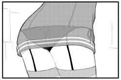 Rule 34 | 1girl, amatsukaze (kancolle), ass, ass focus, ataru (ataru-littlebird), commentary request, dress, from behind, garter straps, greyscale, head out of frame, kantai collection, monochrome, panties, see-through, solo, thighhighs, underwear