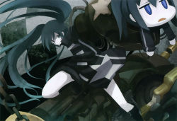 Rule 34 | 10s, 1girl, black rock shooter, black rock shooter (character), highres, huge weapon, tansuke, twintails, weapon