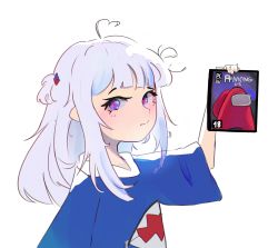 Rule 34 | 1girl, absurdres, among us, content rating, dress, gawr gura, heart, heart-shaped pupils, highres, hololive, hololive english, looking at viewer, meme, mrbadartist, self-upload, symbol-shaped pupils, virtual youtuber, white hair
