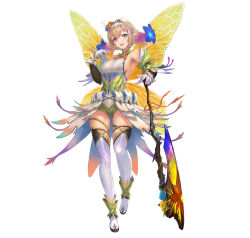 Rule 34 | 1girl, absurdres, alternate costume, armpits, axe, bare shoulders, battle axe, blonde hair, blue hair, boots, breasts, commentary request, fairy, fairy wings, fire emblem, fire emblem heroes, flower, full body, gloves, gradient clothes, gradient hair, hair ornament, hairband, hand up, highres, leotard, long hair, looking at viewer, medium breasts, multicolored hair, nintendo, official alternate costume, official art, open mouth, overskirt, peony (fire emblem), pointy ears, purple eyes, purple hair, shiny skin, shorts, simple background, sleeveless, smile, teeth, thigh boots, thighs, upper teeth only, weapon, white background, wings, yoshiku (oden-usagi)