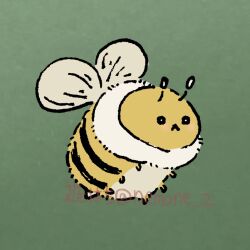 Rule 34 | animal focus, artist name, bee, bug, chibi, commentary, green background, highres, insect, no humans, original, simple background, twitter username, watermark, yuhachi