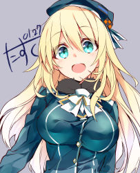 Rule 34 | 1girl, absurdres, atago (kancolle), beret, black gloves, blonde hair, blue eyes, blush, breasts, gloves, hair between eyes, hat, highres, kantai collection, large breasts, long hair, looking at viewer, military, military uniform, narumiya (empty cafe), open mouth, smile, solo, uniform