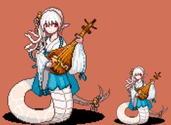 Rule 34 | exet, instrument, koto (instrument), lamia, lowres, monster girl, monster girl encyclopedia, pixel art, shirohebi (monster girl encyclopedia)