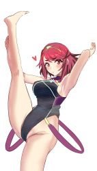 Rule 34 | 1girl, absurdres, arm up, bad id, bad twitter id, breasts, cameltoe, competition swimsuit, highleg, highleg swimsuit, highres, kujuu shikuro, large breasts, leg up, nintendo, one-piece swimsuit, pyra (pro swimmer) (xenoblade), pyra (xenoblade), red eyes, red hair, short hair, solo, stretching, swept bangs, swimsuit, tiara, xenoblade chronicles (series), xenoblade chronicles 2