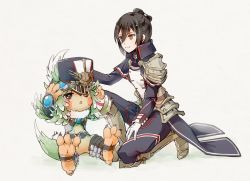 Rule 34 | black hair, brown eyes, chion (yukina), feathers, finch (xenoblade), gloves, goggles, goggles on head, hat, unworn hat, unworn headwear, armored boots, military, military uniform, morag ladair (xenoblade), nintendo, shoulder pads, signature, sitting, uniform, white gloves, xenoblade chronicles (series), xenoblade chronicles 2, xenoblade chronicles (series), xenoblade chronicles 2
