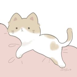 Rule 34 | animal, animal focus, artist name, brown cat, cat, commentary request, necono naco, no humans, original, pastel colors, signature, simple background, tail raised, white background, white cat