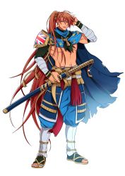 Rule 34 | 1boy, absurdres, artist request, blue cape, blue eyes, blue nails, cape, check commentary, commentary request, earrings, gradient hair, highres, holding, holding sword, holding weapon, japanese clothes, jewelry, katana, lip piercing, long hair, male focus, multicolored hair, nail polish, navel, navel piercing, orange hair, piercing, ponytail, samurai, scabbard, sheath, sheathed, star (symbol), sword, tagme, tassel, toned, toned male, transparent background, union jack, weapon, world flags