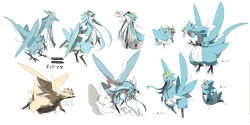 Rule 34 | ?, alternate color, character name, concept art, creatures (company), fakemon, game freak, multiple views, nintendo, original, pokemon, red eyes, siirakannu, simple background, spoken question mark, white background, wings