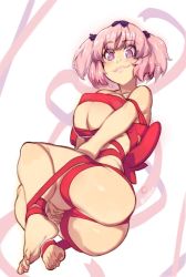 Rule 34 | + +, 1girl, ass, bad id, bad twitter id, barefoot, between legs, black bow, blue eyes, blush, bound, bow, breasts squeezed together, breasts, cleavage, commentary, english commentary, feet, full body, hand between legs, hibari (senran kagura), highres, large breasts, lips, maizken, multicolored eyes, nose blush, pink eyes, pink hair, plantar flexion, red bow, red ribbon, ribbon, ribbon bondage, senran kagura, short twintails, skindentation, solo, thick thighs, thighs, toes, twintails, two side up, v arms
