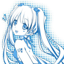 Rule 34 | 1girl, blue theme, hatsune miku, highres, long hair, monochrome, sei000, smile, solo, very long hair, vocaloid