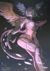 Rule 34 | 00s, 1girl, aqua eyes, aqua hair, araka101, ass, breasts, claws, curvy, digimon, elbow gloves, eyelashes, feathers, female focus, gauntlets, gloves, glowing, harpy, head wings, high collar, highleg, highleg panties, highres, large breasts, mask, midriff, monster girl, navel, panties, revealing clothes, shiny skin, shutumon, tail, thighhighs, thong, underwear, wide hips, wings