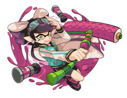 Rule 34 | + +, 1girl, callie (splatoon), goggles, goggles on head, gomipomi, hat, ink, inkling, inkling player character, looking at viewer, nintendo, pointy ears, solo, splat roller (splatoon), splatoon (series), splatoon 1, tentacle hair
