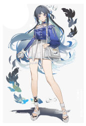 Rule 34 | 1girl, absurdres, bag, black hair, blue eyes, blue hair, collarbone, colored inner hair, commission, flip-flops, full body, high-waist skirt, highres, holding, holding phone, indie virtual youtuber, ink wash painting, legs, long hair, looking at viewer, multicolored hair, nail polish, open mouth, original, phone, pleated skirt, purple nails, sandals, shachi (d09 0rca), shadow, shoulder bag, sidelocks, skeb commission, skirt, solo, standing, streaked hair, telescope goldfish, toenail polish, toenails, toes, virtual youtuber, white bag, white skirt
