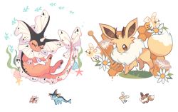 Rule 34 | ^ ^, antennae, black eyes, brown eyes, charamells, closed eyes, creature, creatures (company), cutiefly, eevee, closed eyes, fish, flower, flying, full body, fusion, game freak, gen 1 pokemon, gen 7 pokemon, grass, honey, honeypot, horns, multiple fusions, nintendo, no humans, pokemon, pokemon (creature), seaking, seashell, shell, simple background, single horn, standing, starfish, vaporeon, walking, white background
