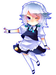 1girl bad_id bad_pixiv_id chibi female_focus izayoi_sakuya simple_background solo thighhighs touhou yutazou