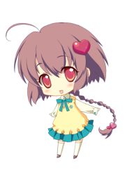 1girl braid carnelian chibi female_focus fujita_nodoka full_body hair_ornament heart heart_hair_ornament lowres para-sol short_hair single_braid solo transparent_background