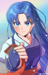 Rule 34 | 1girl, blue eyes, blue hair, long hair, matching hair/eyes, ryuuko no ken, snk, solo, the king of fighters, todoh kasumi