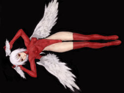Rule 34 | 1girl, angel wings, arms up, boots, breasts, cameltoe, covered erect nipples, final fantasy, final fantasy tactics, full body, gloves, head wings, highleg, highleg leotard, leotard, long hair, medium breasts, parody, red eyes, red footwear, red leotard, red thighhighs, short hair, solo, style parody, tate machi, thigh boots, thighhighs, ultima (fft), vertical machi, white hair, wings