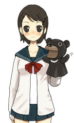 Rule 34 | 1girl, original, puppet, school uniform, serafuku, simple background, solo, white background, yuu (uminashiken)