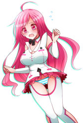 Rule 34 | 1girl, breasts, elbow gloves, gloves, horon&#039;a, large breasts, panties, pink eyes, pink hair, pink skirt, rasis, skirt, sound voltex, sound voltex ii infinite infection, striped clothes, striped panties, thighhighs, underwear, white thighhighs