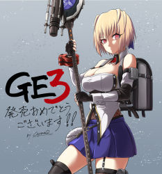Rule 34 | 1girl, bare shoulders, blonde hair, breasts, claire victorious, cleavage, god eater, god eater 3, highres, large breasts, red eyes, tagme, thighhighs