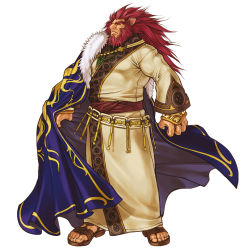 Rule 34 | caineghis, fire emblem, fire emblem: path of radiance, fire emblem: radiant dawn, highres, kita senri, long hair, male focus, nintendo, official art, orange eyes, red hair, sandals, simple background, solo, white background