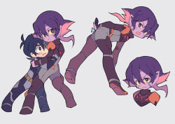 Rule 34 | 1boy, 1girl, bent over, black hair, bodysuit, colored sclera, colored skin, facial mark, grey eyes, hug, keith (voltron), krolia, miyata (lhr), mother and son, multicolored hair, open mouth, pink hair, pointy ears, purple eyes, purple hair, purple skin, spoilers, two-tone hair, voltron: legendary defender, voltron (series), yellow sclera