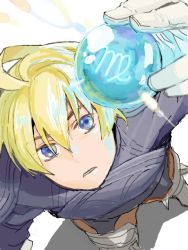 Rule 34 | 1boy, blonde hair, blue eyes, final fantasy, final fantasy tactics, indesign, male focus, ramza beoulve, solo, stone, tagme