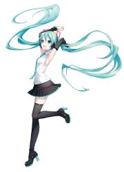 Rule 34 | 1girl, aqua eyes, aqua hair, armpits, boots, breasts, detached sleeves, full body, hands up, hatsune miku, hatsune miku (vocaloid4), headset, highres, ixima, long hair, nail polish, necktie, official art, open mouth, skirt, small breasts, smile, solo, thigh boots, thighhighs, transparent background, twintails, v4x, very long hair, vocaloid, zettai ryouiki